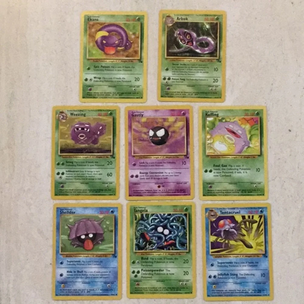 1999 Pokemon Cards Fossil Base Set Gastly Ekans Arbok Tentacruel Lot 8 Card